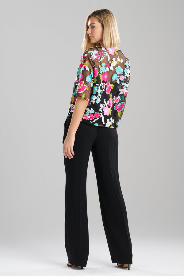 Natori Tangier Embroidered Tulle Top Black Multi