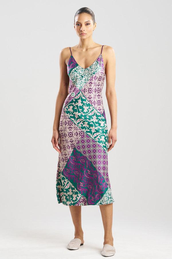 natori Tapestry Slip Dress Purple