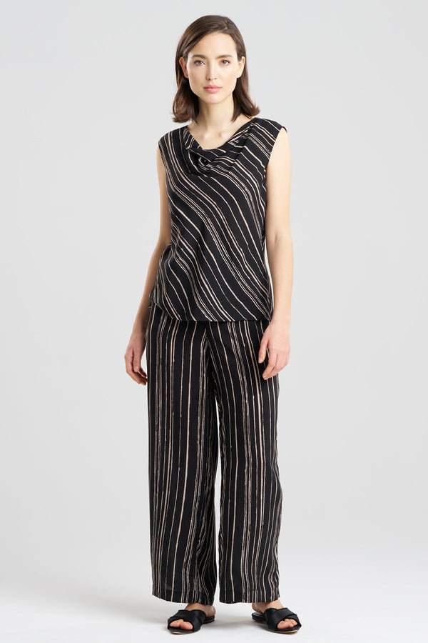 Natori Tate Silk Modal Cowl Top PJ Black