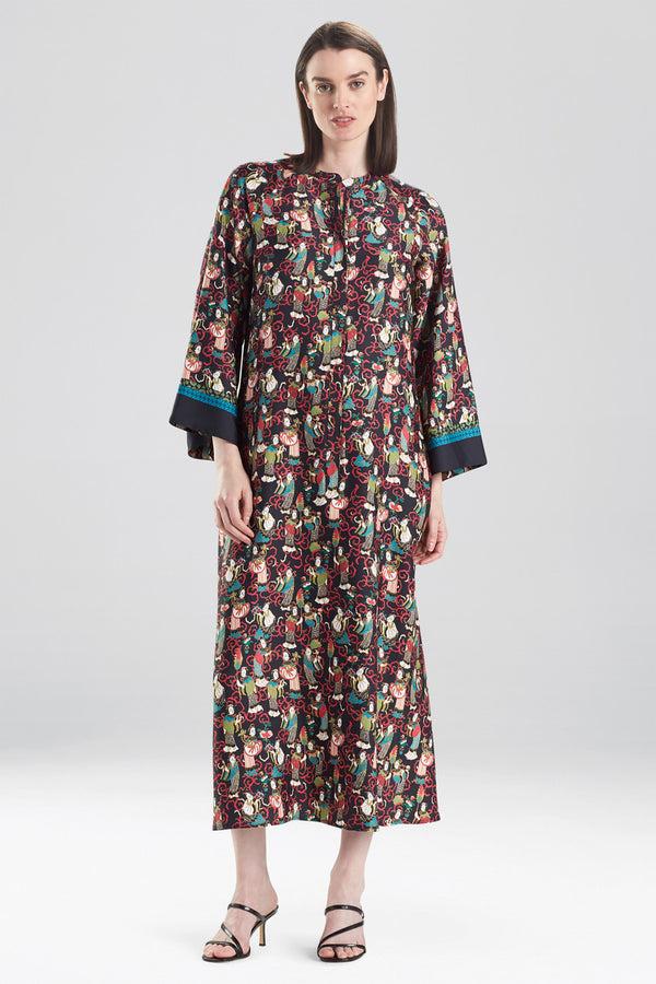 natori Tea Garden Caftan Black Multi