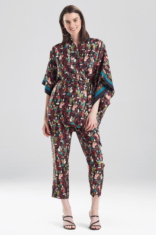 natori Tea Garden Robe Black Multi
