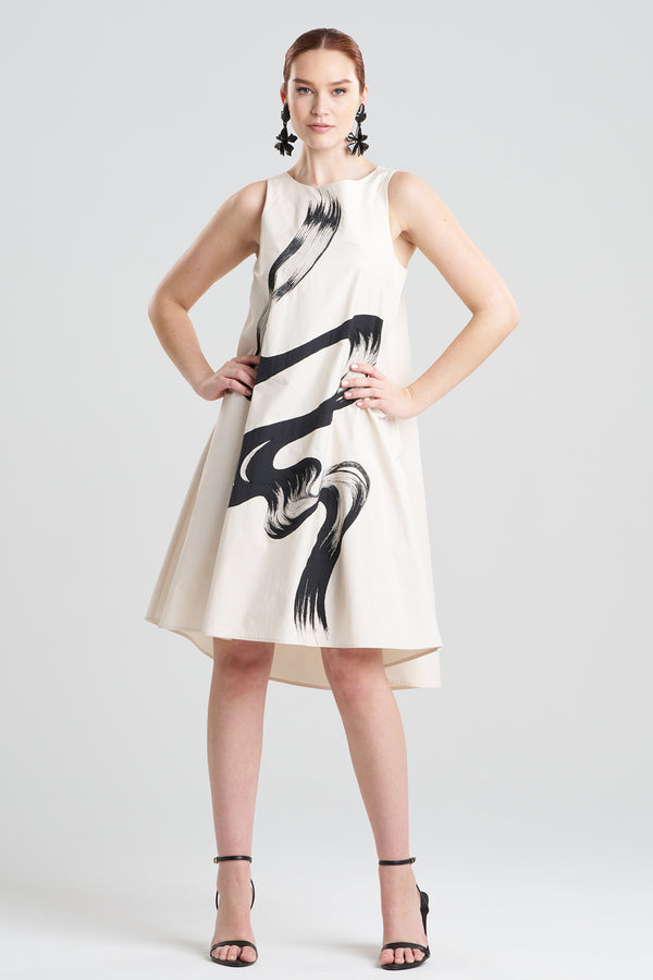 Natori Tech Cotton Taffeta Asymmetric Dress Ivory