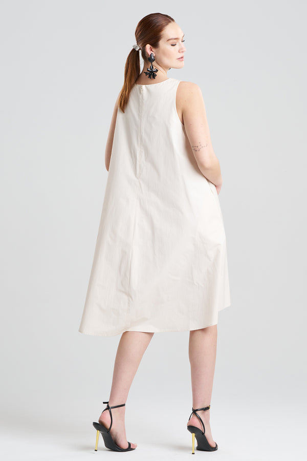Natori Tech Cotton Taffeta Asymmetric Dress Ivory