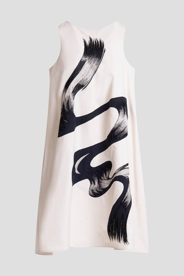 Natori Tech Cotton Taffeta Asymmetric Dress Ivory