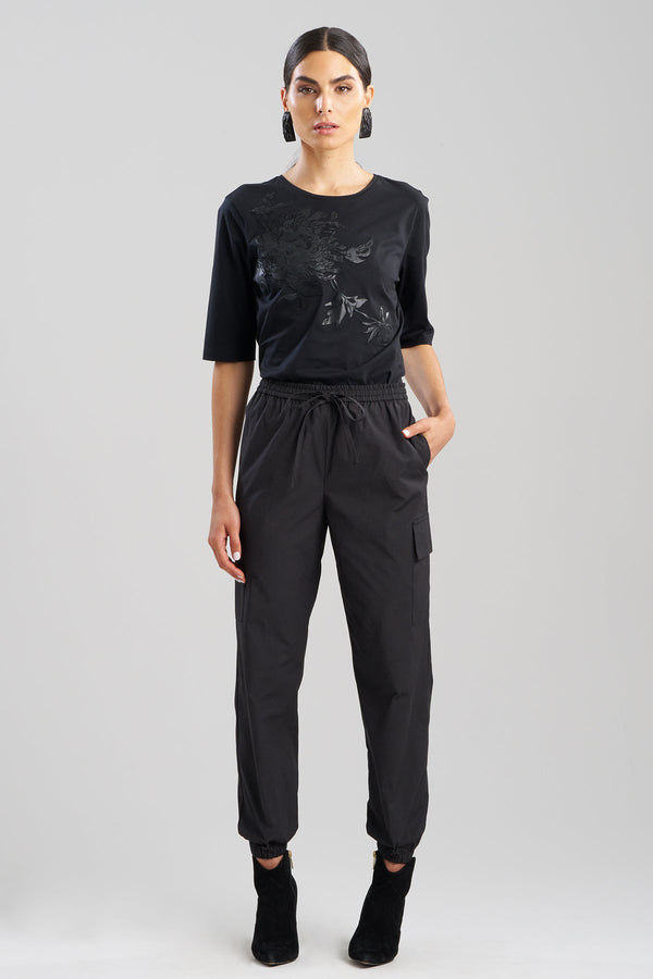 natori Tech Cotton Taffeta Cargo Joggers Black