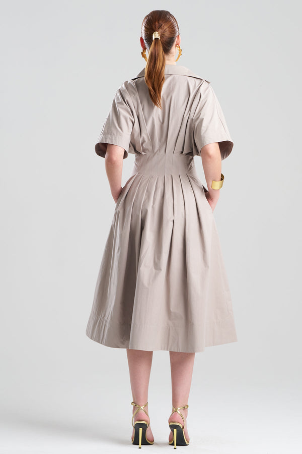 Natori Tech Cotton Taffeta Collar Dress Taupe