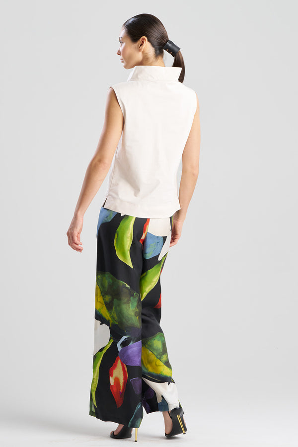 Natori Tech Cotton Taffeta Funnel Neck Top Ivory