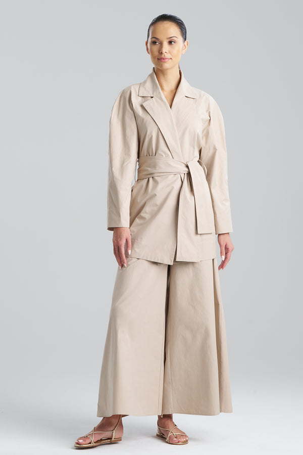 Natori Tech Cotton Taffeta Trench Coat Beachwood