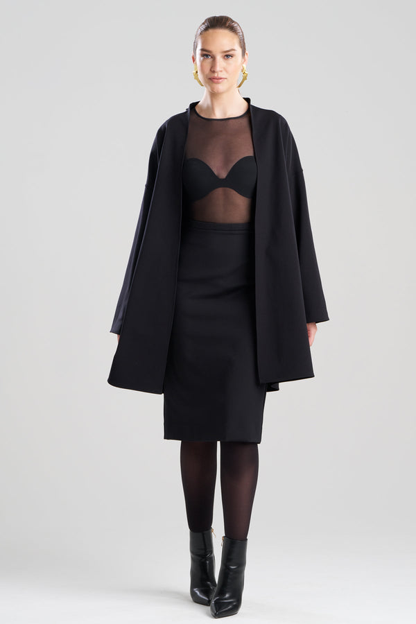 Natori Techno Crepe Trapeze Coat Black