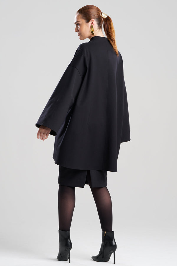 Natori Techno Crepe Trapeze Coat Black