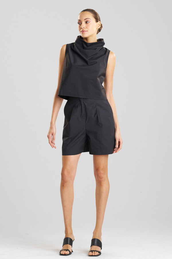 Natori Techno Poplin Cowl Top Black