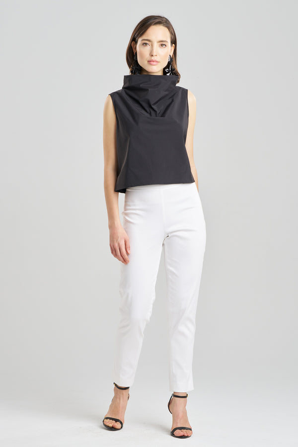 natori Techno Poplin Cowl Top Black