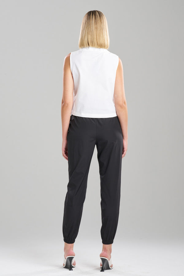 Natori Techno Poplin Embroidered Funnel Top White