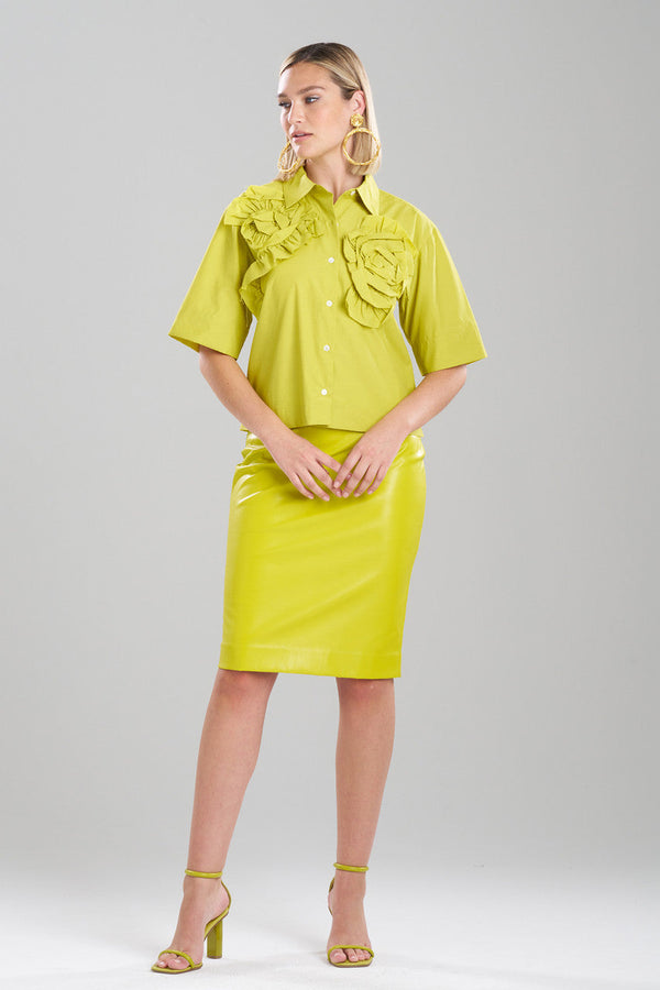 Natori Techno Poplin Embroidered Shirt Chartreuse