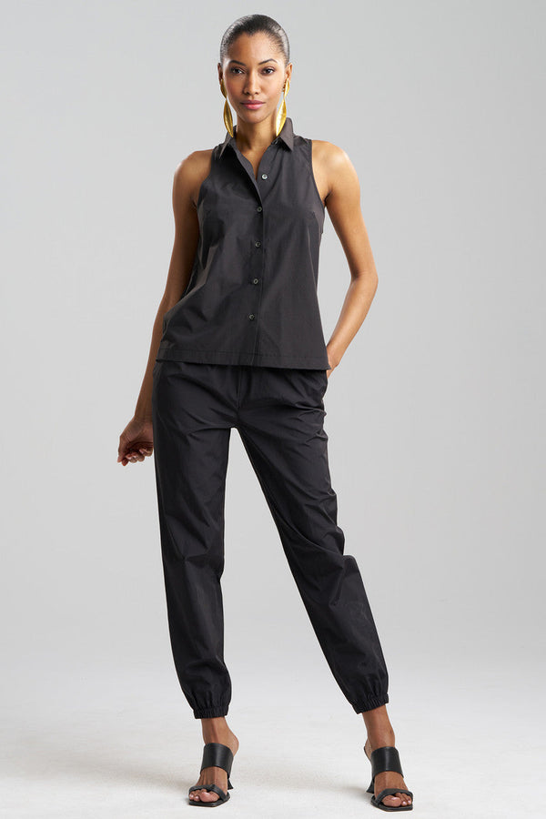 natori Techno Poplin Sleeveless Shirt Black