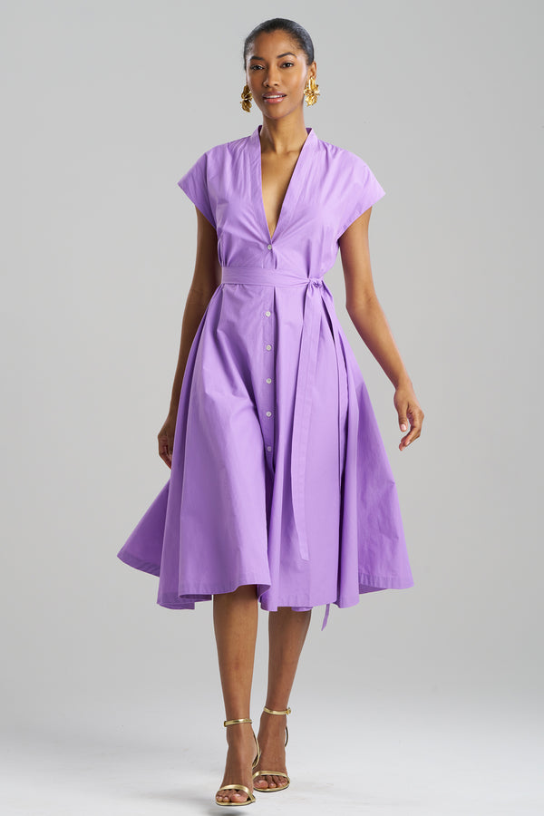 Natori Techno Poplin Tie Front Dress Lilac