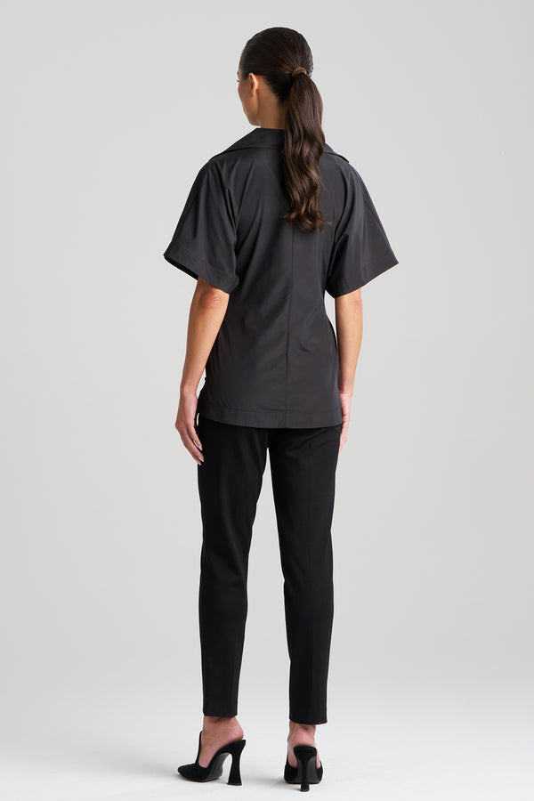 Natori Techno Poplin Wrap Top Black