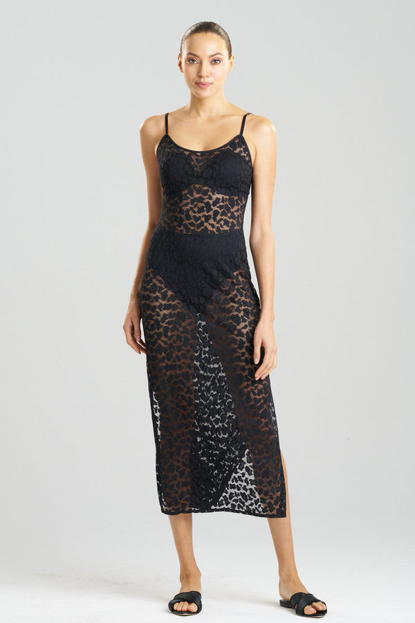 Natori Temptation Allover Lace Slip Dress Black