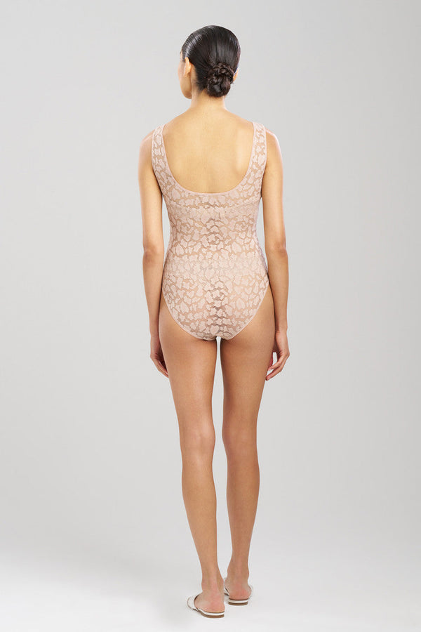 Natori Temptation Sheer Allover Lace Bodysuit Café