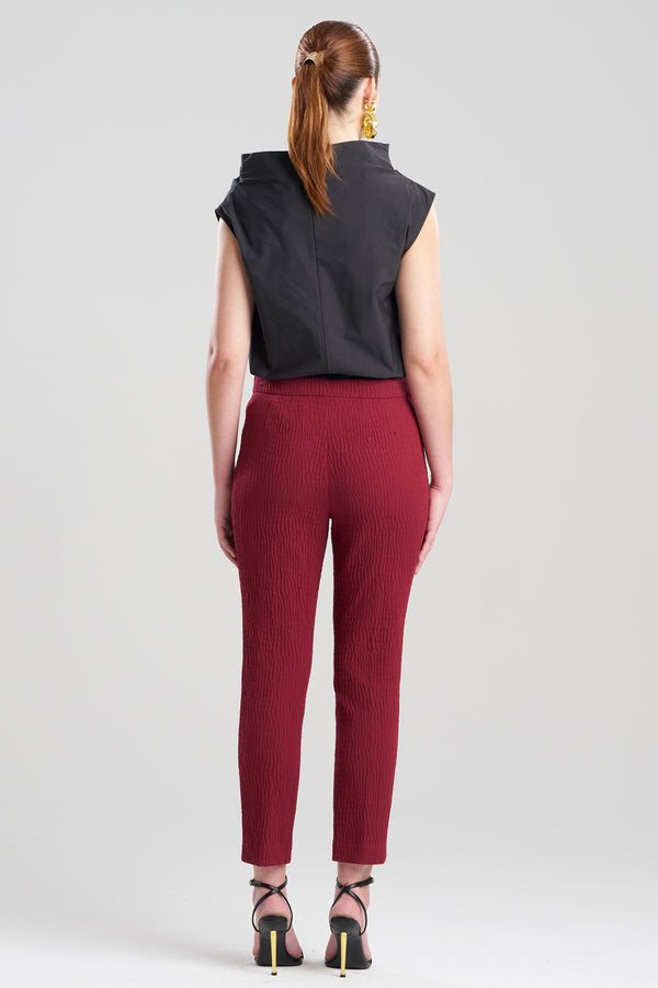 Natori Textured Cotton Jacquard Ankle Pants Ruby
