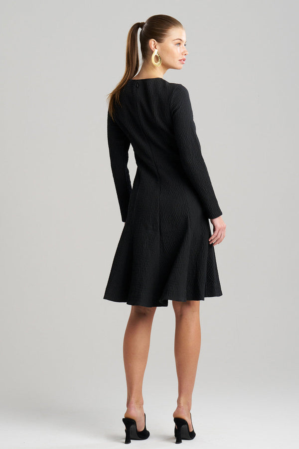 Natori Textured Cotton Jacquard Midi Dress Black