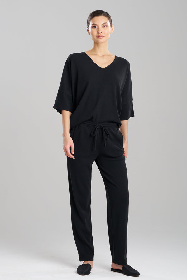 natori Tranquility Waffle Tapered Pants Black