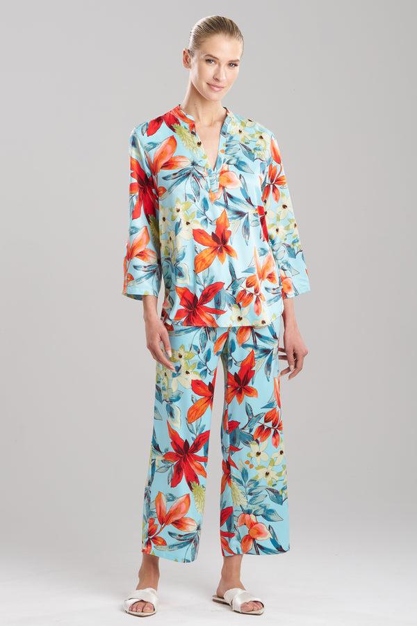 natori Tropical Breeze Satin Long Sleeve PJ Blue