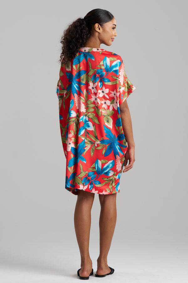 Natori Tropical Breeze Satin Sleepshirt Red