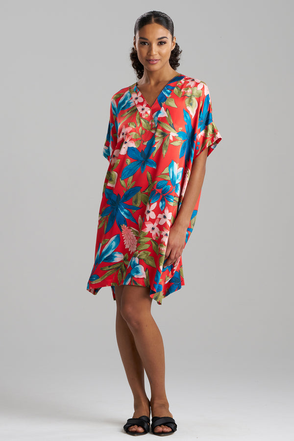 natori Tropical Breeze Satin Sleepshirt Red