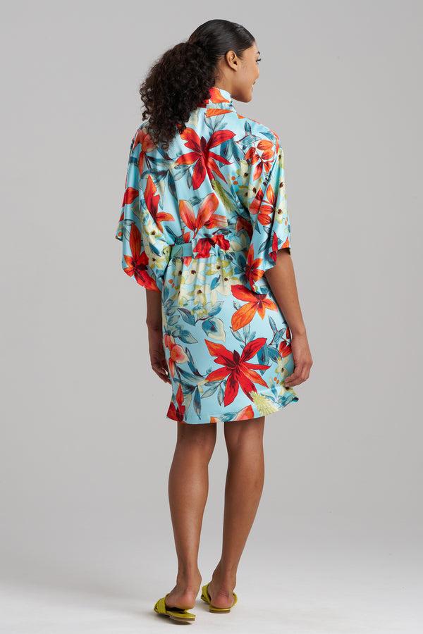 Natori Tropical Breeze Satin Wrap Blue