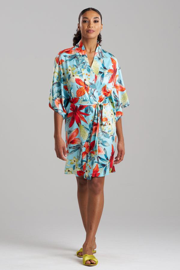 natori Tropical Breeze Satin Wrap Blue