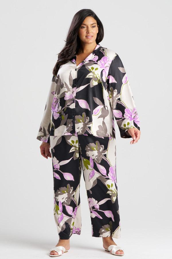 Natori Tsubaki Satin Notch PJ Black Multi