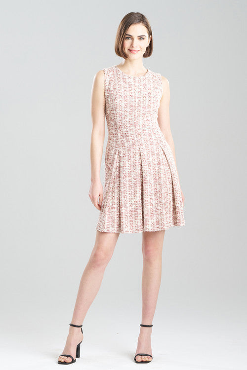 Natori Tweed Pleated Dress Burnt Orange