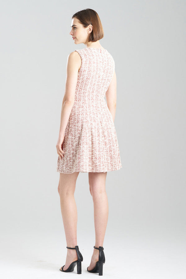 Natori Tweed Pleated Dress Burnt Orange