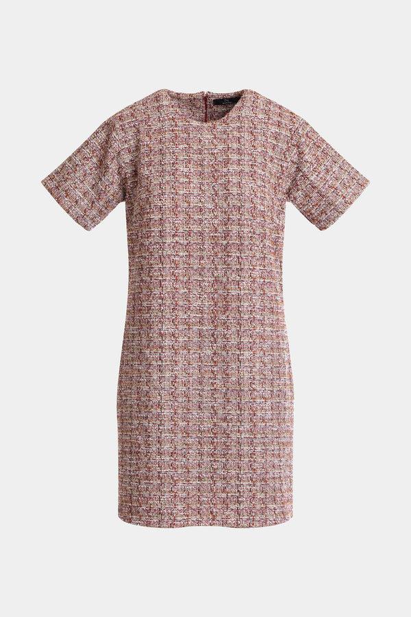 Natori Tweed Short Sleeve Shift Dress Multi