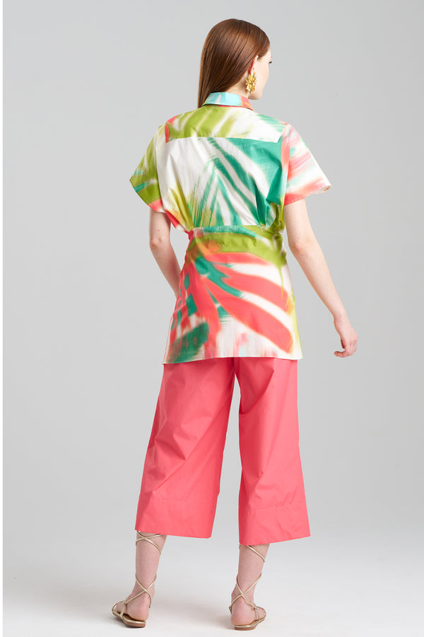 Natori Usami Cotton Kimono Wrap Shirt Multi