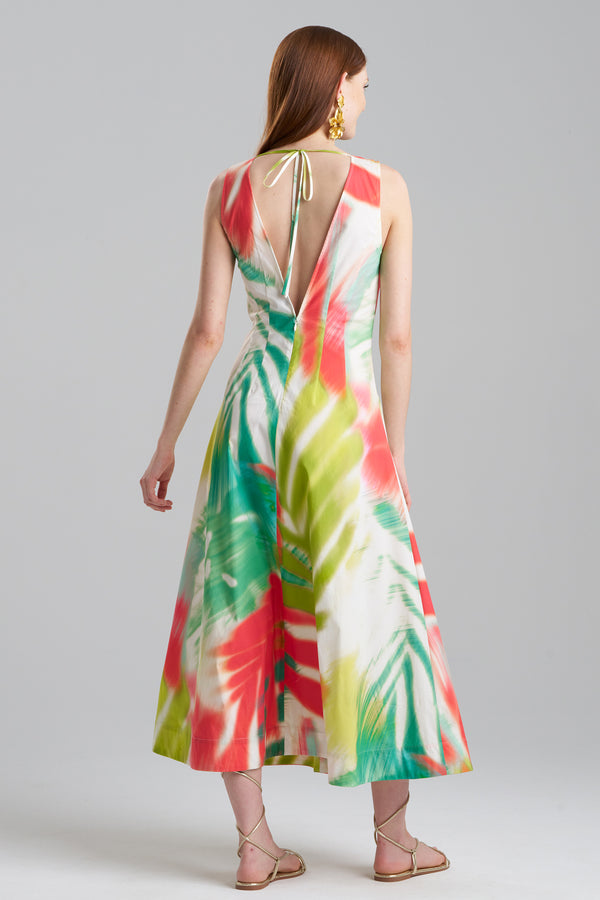 Natori Usami Cotton V-Neck Maxi Dress Multi