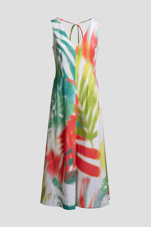 Natori Usami Cotton V-Neck Maxi Dress Multi