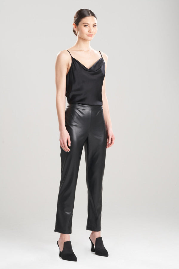 Natori Vegan Luxe Lambskin Ankle Pants Black