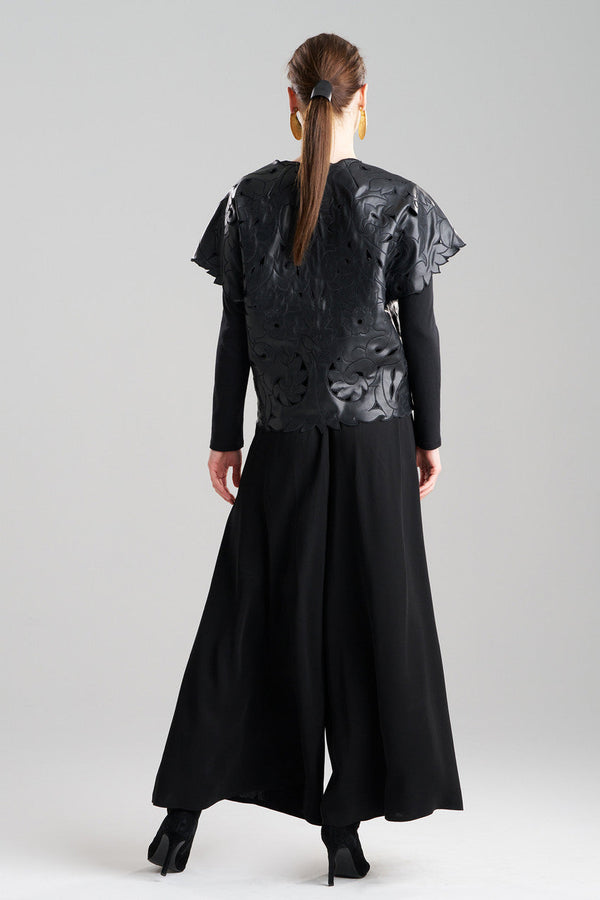 Natori Vegan Luxe Lambskin Embroidered Vest Black