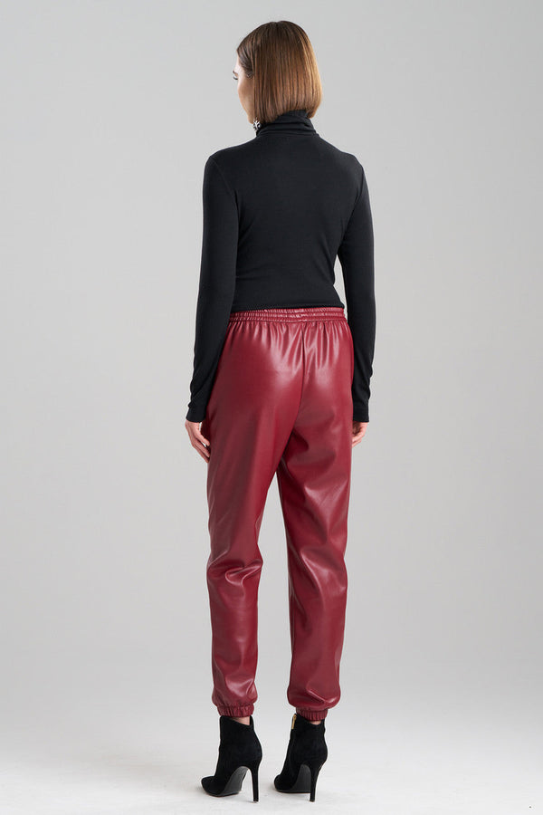 Natori Vegan Luxe Lambskin Jogger Pants Brick