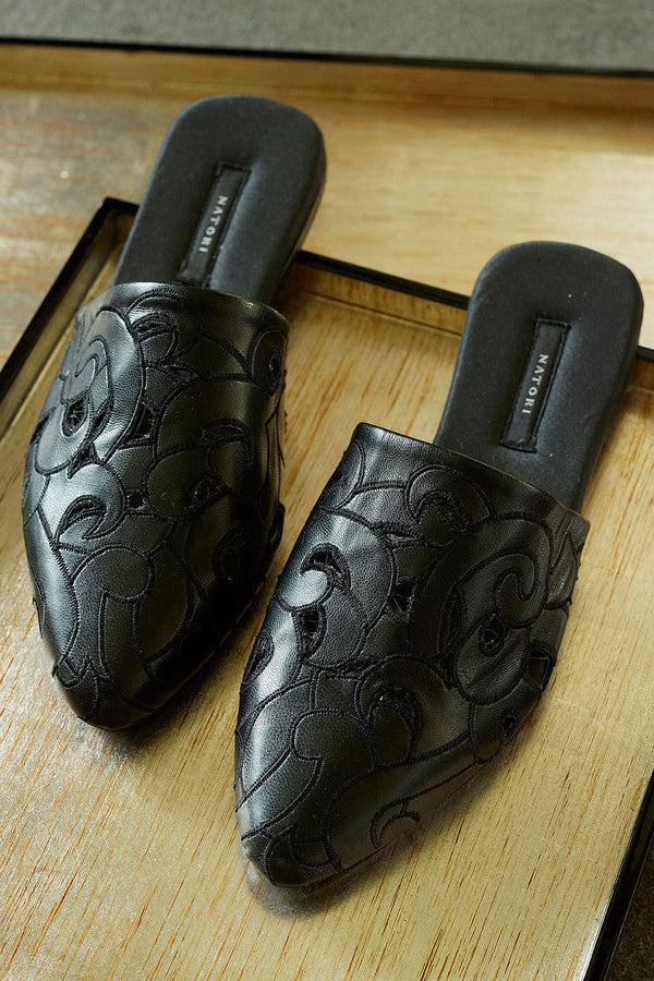 Natori Vegan Luxe Lambskin Slide Black