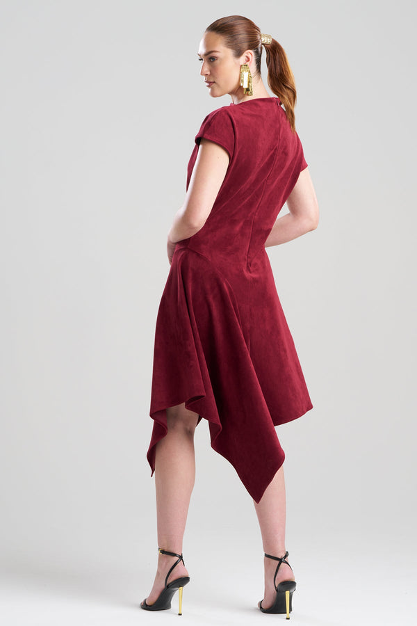 Natori Vegan Luxe Suede Asymmetric Dress Ruby