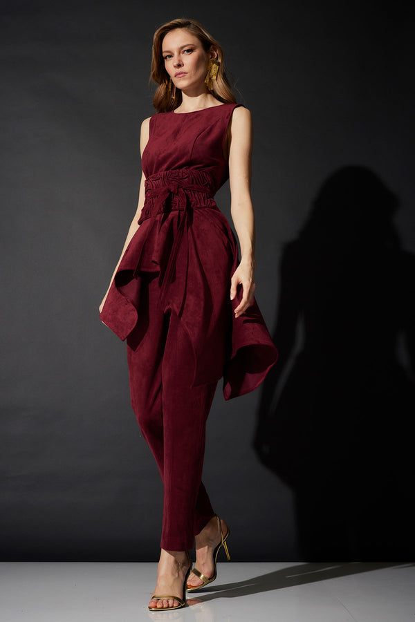 natori Vegan Luxe Suede Cascade Top Ruby