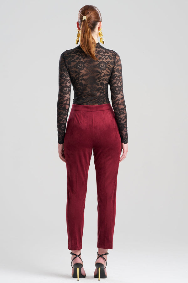 Natori Vegan Luxe Suede Side Zip Ankle Pants Ruby
