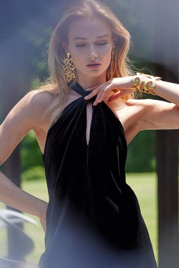 natori Velvet Halter Top Black