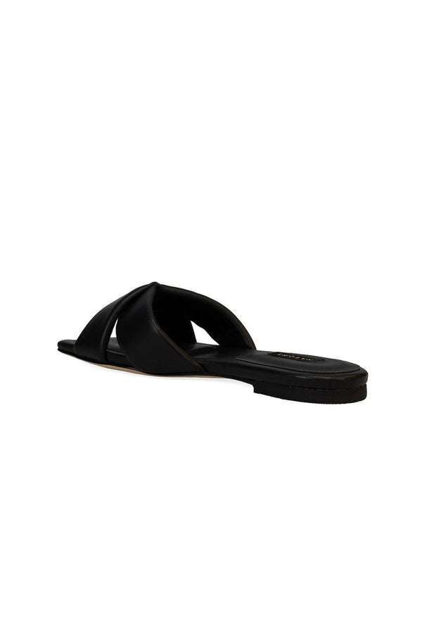 Natori Vitta Nappa Leather Slide Sandals Black