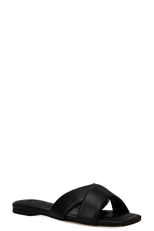 natori Vitta Nappa Leather Slide Sandals Black