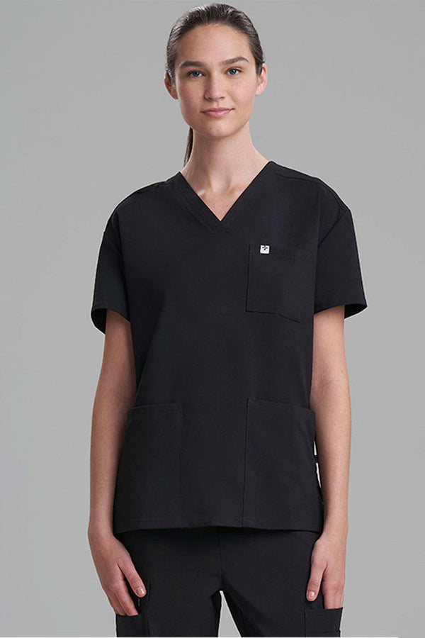 Natori Women's 3-Pocket V-Neck Scrub Top Black