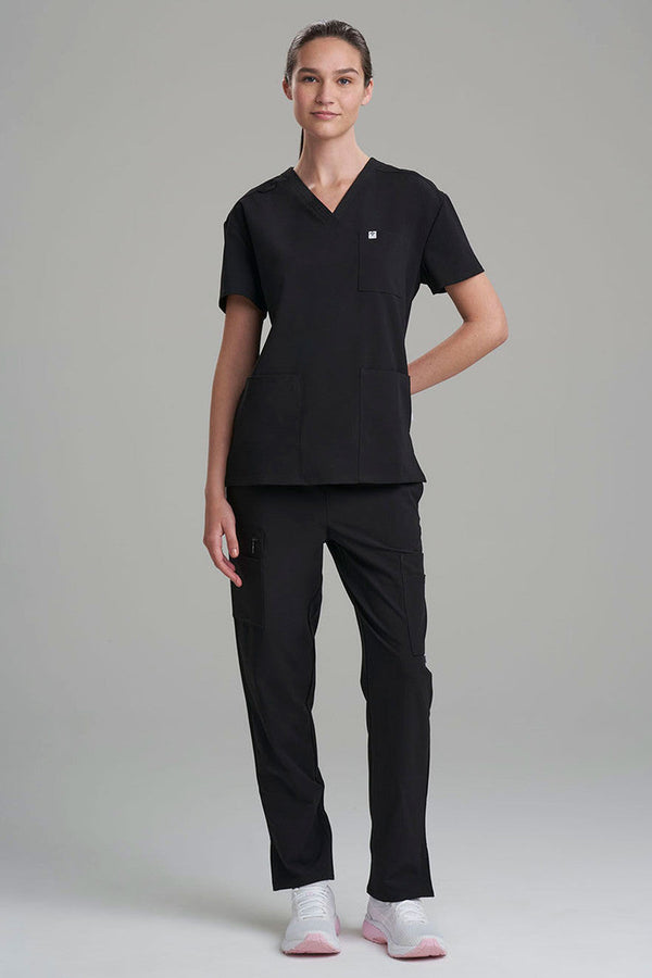 natori Women's 3-Pocket V-Neck Scrub Top Black